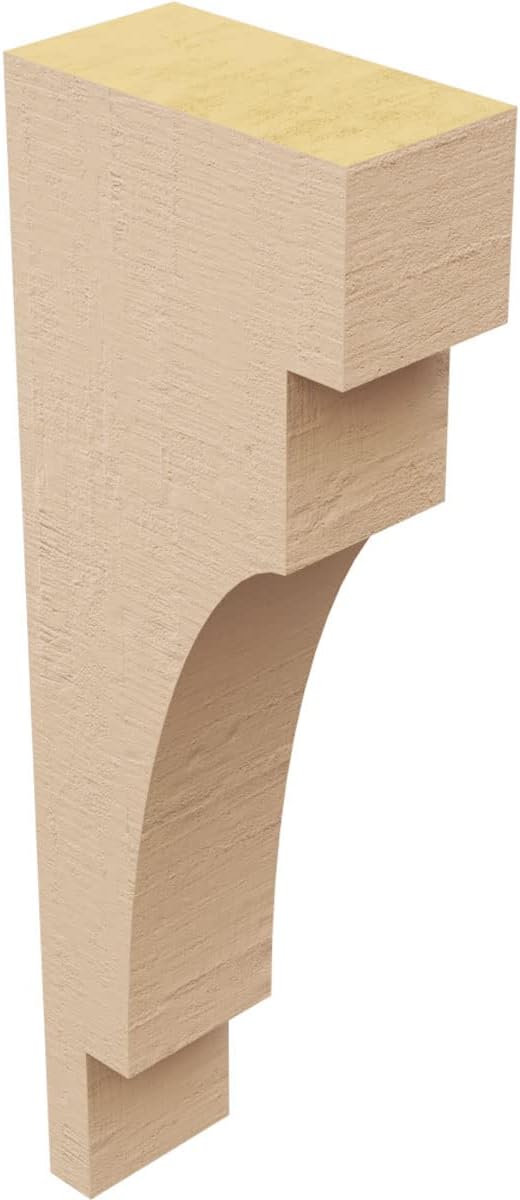 2"W x 4"D x 12"H Thin Mediterranean Rough Cedar Woodgrain TimberThane Corbel, Primed Tan