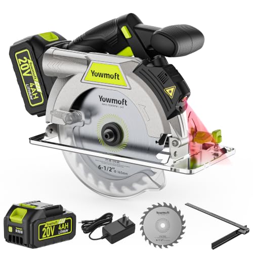 Image of Brushless Cordless Circular Saw Kit for Wood Cutting with 20V 6-1 /2-Inch with LED Light & Red Beam Guide & Battery and Charger (4.0Ah)