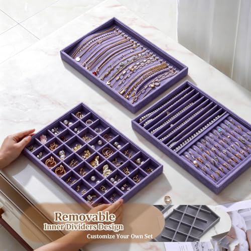 Image of Large Velvet Jewelry Tray Display Drawer Inserts 2 Pack