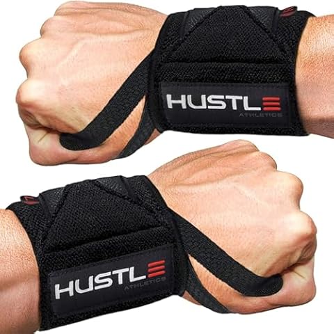 Hustle Athletics Weightlifting Wrist Wraps (USPA Approved) 18" & 12" Professional Wrist Support for Powerlifting, Bodybuilding, and Strength Training to Lift Heavy, Avoid Injury, and Improve Workouts Cover