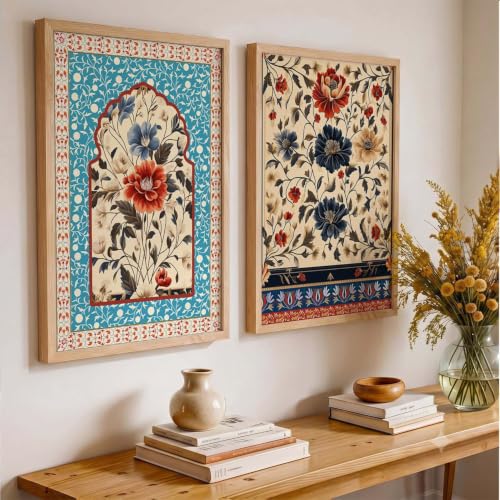 Image of Kotart Indian Art Traditional Floral Paintings for Living Room | Painting for Wall Decoration| Framed Wall Painting for Home Room Bedroom Office Wall Decor| Wall Poster With frames (Art 3, (10x13 inch), Framed)