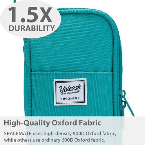 Image of SPACEMATE Pencil Case Pouch Box Bag School Supplies Girls Boys Kids, Cute Preppy Stuff Large Big Capacity Aesthetic Pen Organizer, Back to College Stationary, Teal, Classic Stlye, 1800ml