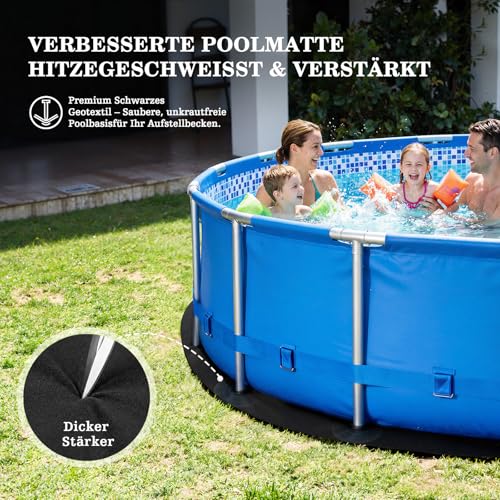 UIRWAY Poolunterlage Rund 472cm, [2026 Neu Pool Pad 300 g/m² Thicker] Vorgeschnittene Pool Bodenmatte, Bodenplane für oberirdische Schwimmbecken, Bodenschutzplane Auskleidung, Schwimmbecken Unterlage