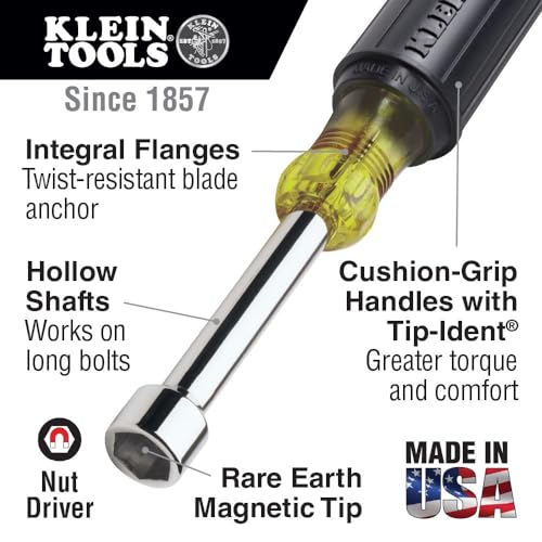 Klein Tools 647M Tool Set, Made In Usa, Magnetic Nut Drivers Sizes 3/16 thumb #1