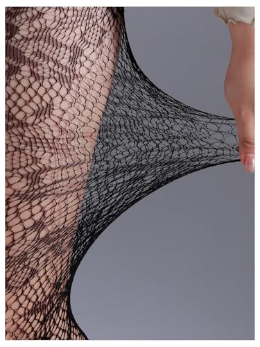 Floerns Women's High Waisted Floral Fishnet Tights Sheer Stockings See Through Pantyhose4