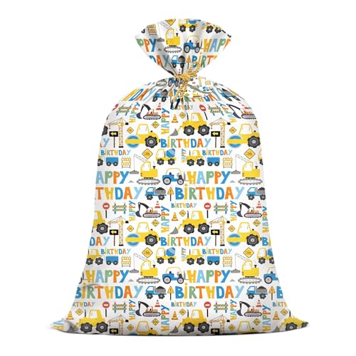 Extra Large Birthday Plastic Gift Bags Boys Black and Gold 36x56 Inch Jumbo Black Gift Bag XL Happy Birthday Themed Kids Women Men Party Favors Decorations Golden Star