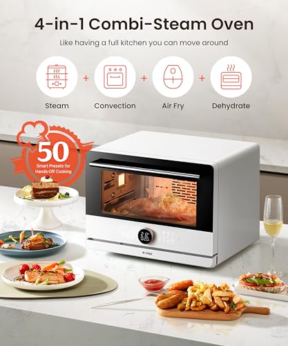 Image of FOTILE HYZK32-E3 ChefCubii 1.1 cu. ft. 4-in-1 Steam-Combi Oven with Steam-Bake, Air Fry, Convection, Dehydrator Functions, and 50 Preset Menus,White