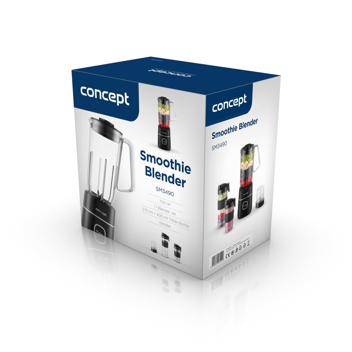 Concept SM3490 Smoothie-Mixer 700 W 1 x 1000 ml 1 x 570 ml 1 x 400 ml 1 x Mühle