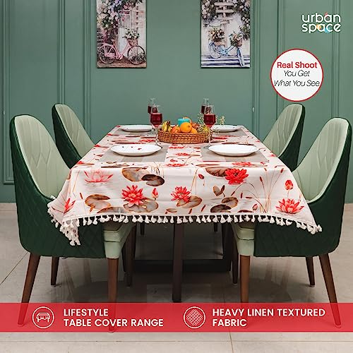 Image of Urban Space Sicilia Table Linen Collection - Premium Water & Stain Resistant Dining Table Cover for 6 Seater, Anti Skid Table Cloth for Center Table, 1 Piece (Lotus, 6 Seater 52 inch x 92 inch)
