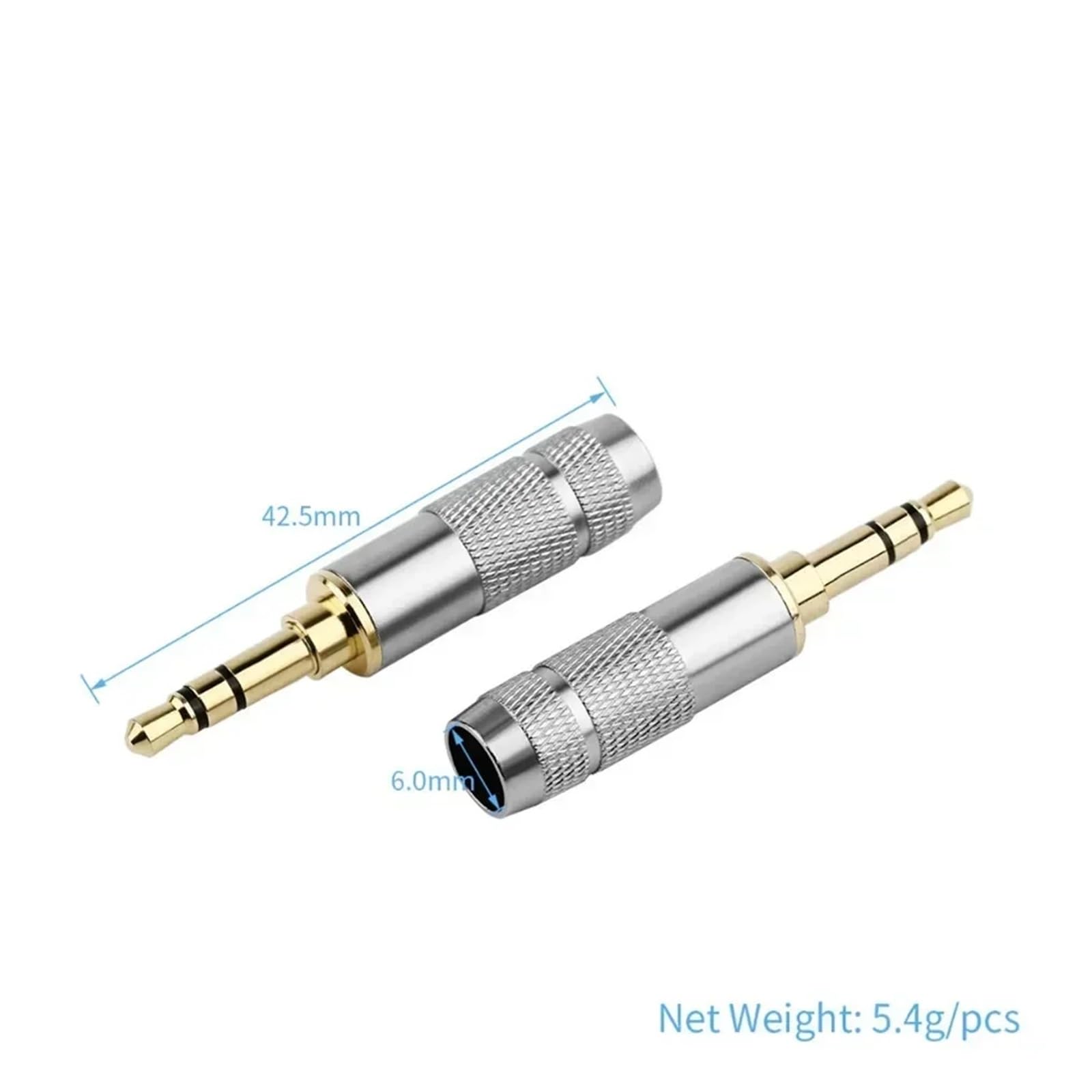 Connettori audio fai da te da 3,5 mm, 2/5/10 pezzi, connettore e 4 poli, cavo di aggiornamento per cuffie HiFi, connettore stereo, 5, terminale altoparlante da saldare HCHDTDT (argento, 2 pezzi)