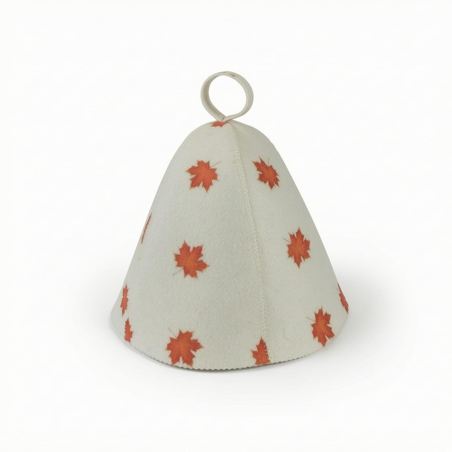 Thick Felt Sauna Hat Cone-Shaped Sauna Hat with Hanging Loop Heat-Protection Banya Cap Insulated for Bathhouse, Spa, Maple Leaf-image-2
