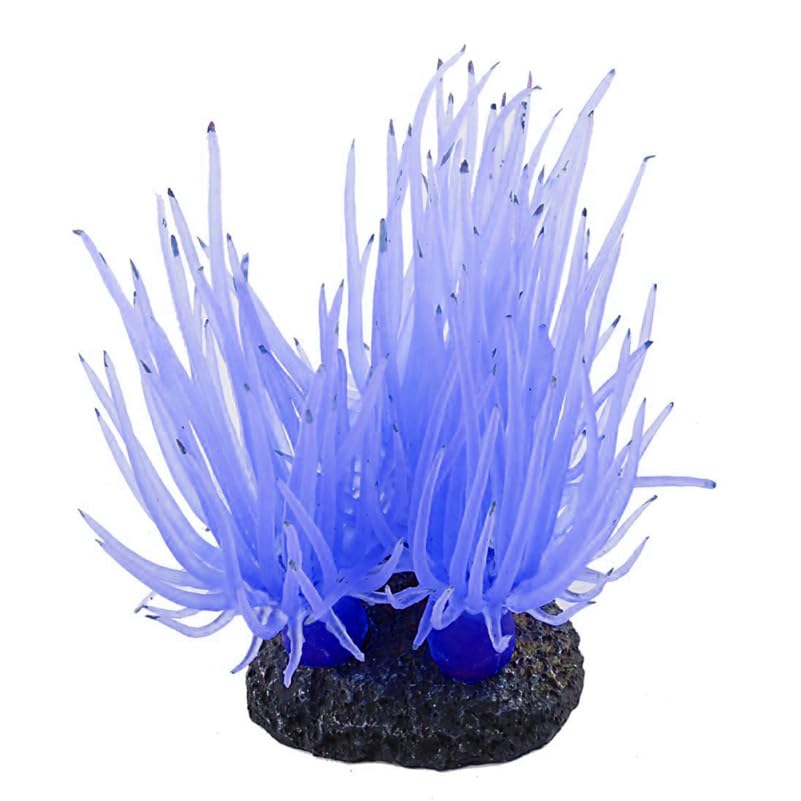 TEHAUX Artificial Coral Aquarium Decoration Soft Silicone Reef Coral 3 Inch Blue Fish Tank Ornament for Aquarium Landscaping