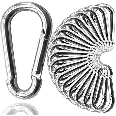 30Pack Heavy Duty Spring Snap Hooks 4Inch, 3/8” Carabiner Clips for Swing, Large Steel Chain Quick Links Safety Buckle Connector for Hammock Fitness Gym Outdoor Boating, M10 Snap Hook Carabiners Cover