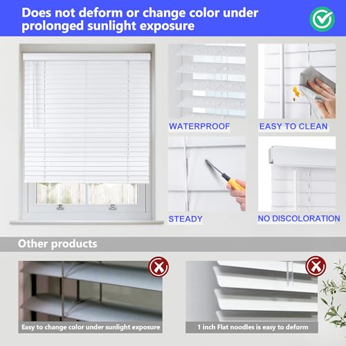 Allesin Faux Wood Blinds 2Inch Slat Cordless Design Room Darkening Blinds For Indoor Windows Easy To Install & Durable Horizontal Windows Blinds Inside/Outside Mount,60 Inch L X 29.5 Inch W,Pearl White thumb #4
