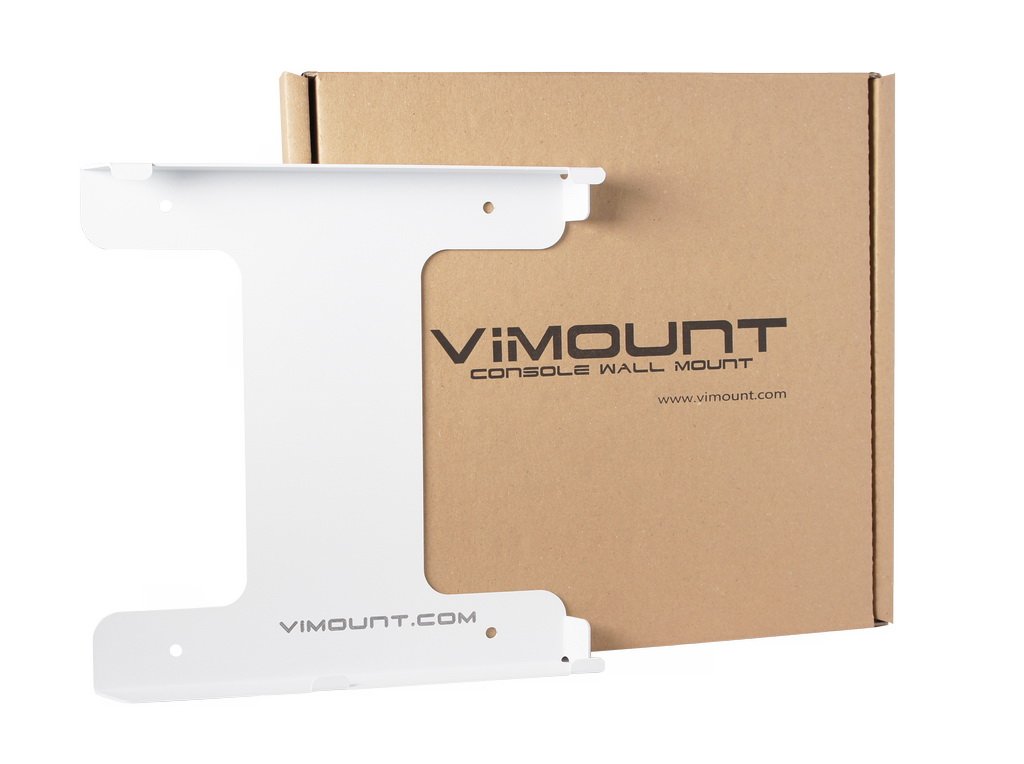 ViMount Wall Mount Metal Holder Compatible with PlayStation 4 PS4 Slim Version in White Color