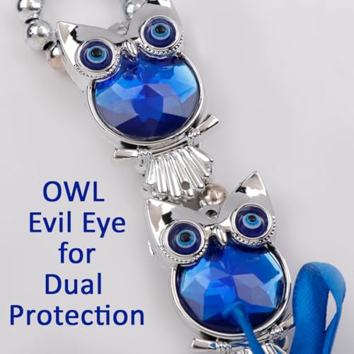 Image of PACKNBUY Turkish Evil Eye Owl Nazar Battu Hanging for Home Entrance Main Door Good Luck Protection Positive Energy Vastu Feng Shui Spiritual Wall Decor for Office Shop