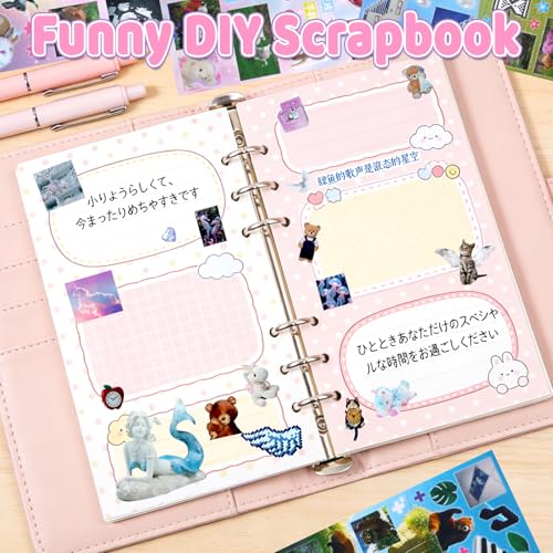 Image of 900Pcs Cute Scrapbook Stickers Travel Y2k Japanese Sticker Book for Adult Kawaii Korean Stickers for Journaling Laser Aesthetic Sticker Glitter Toploader Decor for DIY Card Art Crafts 30 Page Sleep
