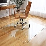 VASUHOME Premium Tempered Glass Chair Mat, 46 x 55 Inch Large Office Floor Mat for Carpet or Hardwood Floors, 1/5' Thick with 12 Anti-Slip Pads
