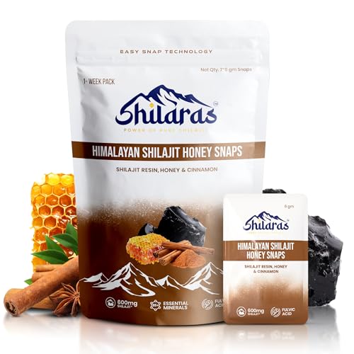 Image of Himalayan Shilajit Honey Snaps | Shilajeet Resin with Honey and Cinnamon Flavour | 600mg Pure Himalayan Shilajit | Improve Energy Strength and Immunity Booster for Men and Women (Pack of 10)