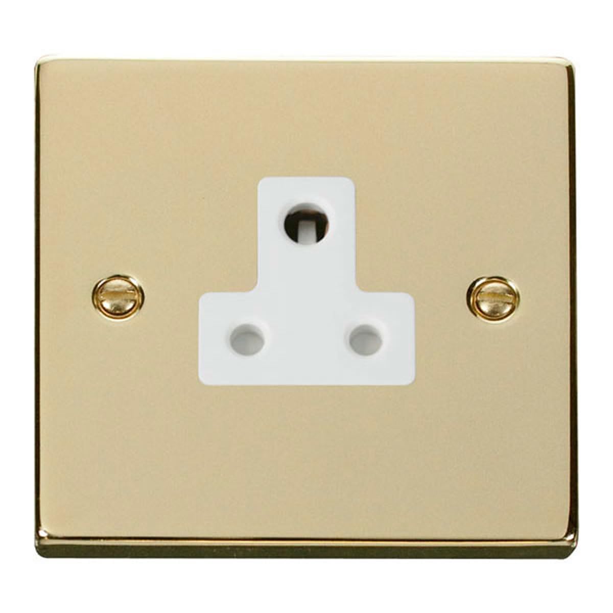 Click Polished Brass 1 Gang 5A Round Pin Socket