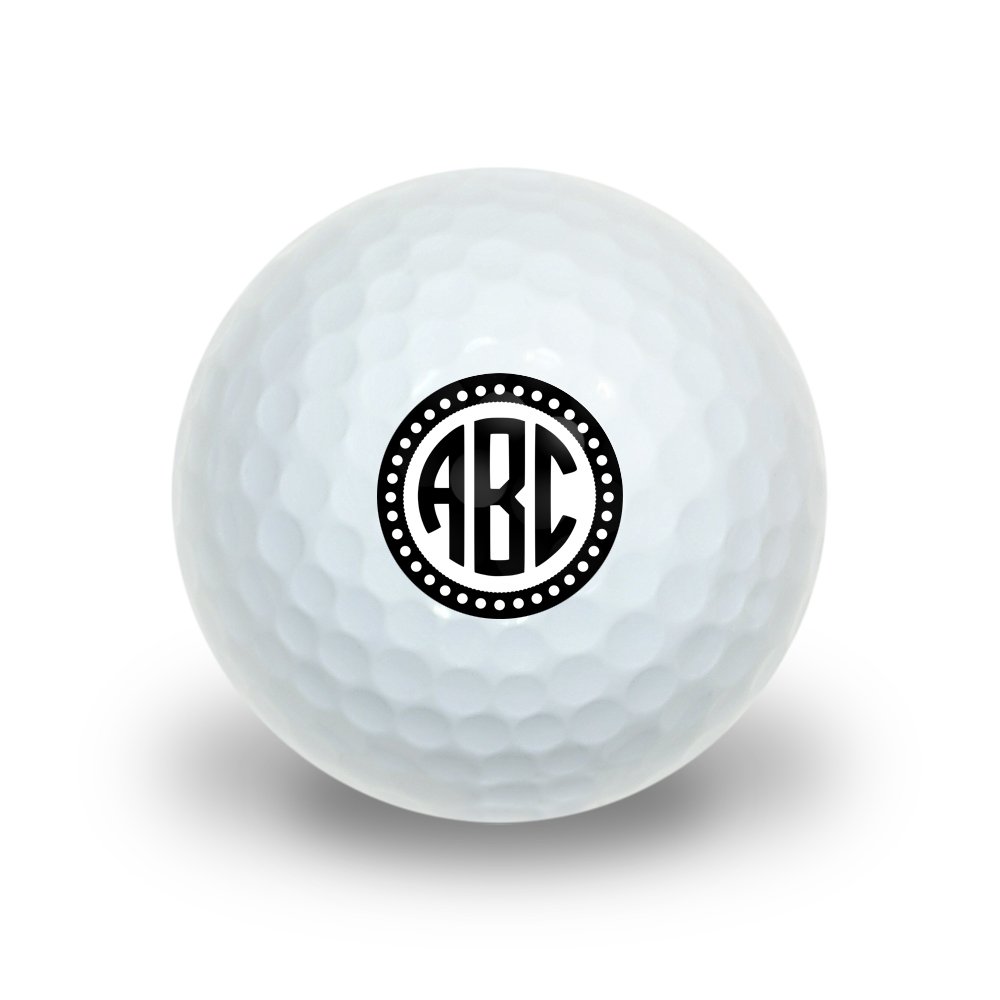 Graphics and More Personalized Custom Novelty Golf Balls 3 Pack - Monogram Circle Font Scalloped Outline