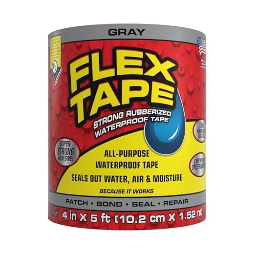 Flex Tape, 4 in x 5 ft, Gray, Original Thick Flexible Rubberized Waterproof Tape - Seal and Patch Leaks, Works Underwater, Indoor Outdoor Projects - Home RV Roof Plumbing and Pool Repairs