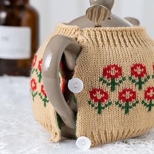 Image of 4 Cup 1.0L-1.2L Tea Pot Cozies Acrylic Teapot Dust Cover Kitchen Home Decorative Tea Pots Cozy with Insulation Pad for Housewife, Friend, Mom Gift for Christmas (coffee)
