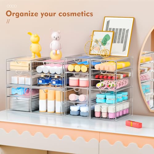 22 Drawers, Acrylic Desk Makeup Organizer, Plastic Drawers Organizer, Stackable Storage Solution for Makeup, Dresser, Office, Bathroom Clear Plastic Craft and Bead Storage Cabinet - Image 5