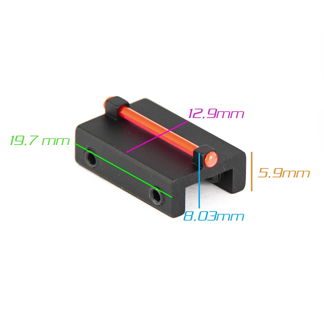 MR8/MV8 Viseur pour Fusil (Bande inférieur à 8,1mm) avec Fibre Optique Rouge ou Vert Ø1,5mm (Rouge)