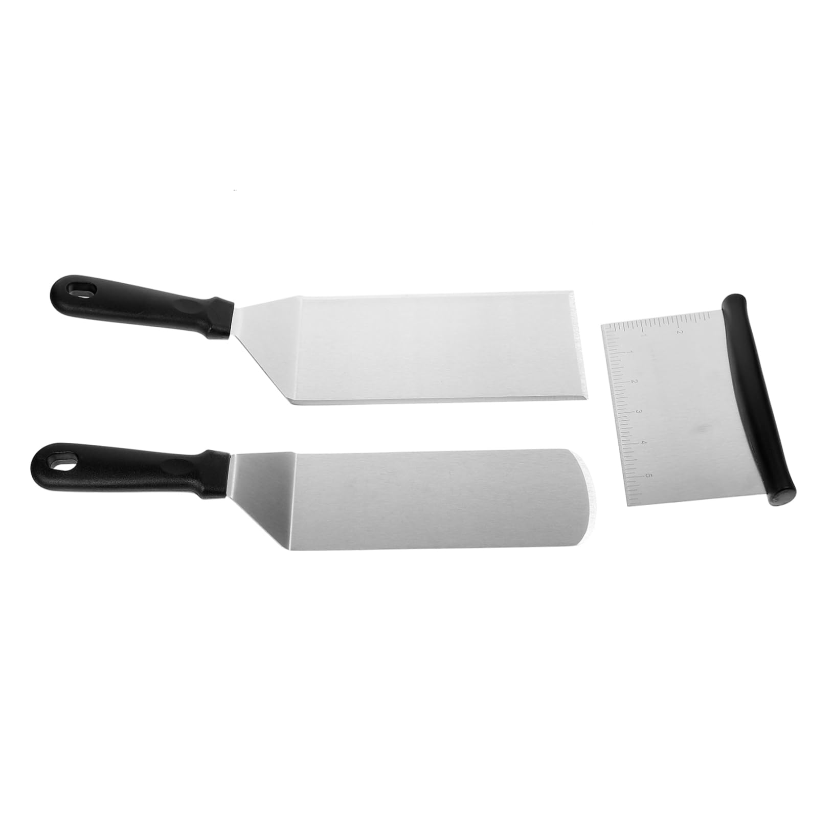 COLLBATH Spatule Cuisine Ustensile de Cuisson en Acier Inoxydable Poignée en Pp 3 Pièces pour Retourner et Remuer, pour Barbecue et Plancha