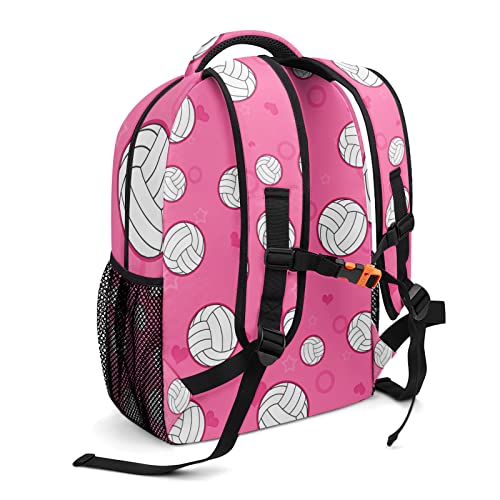 Cute Volleyball Pattern Pink Personalized Backpack Waterproof Shoulder Bag for Birthday Holiday Gift with Name2