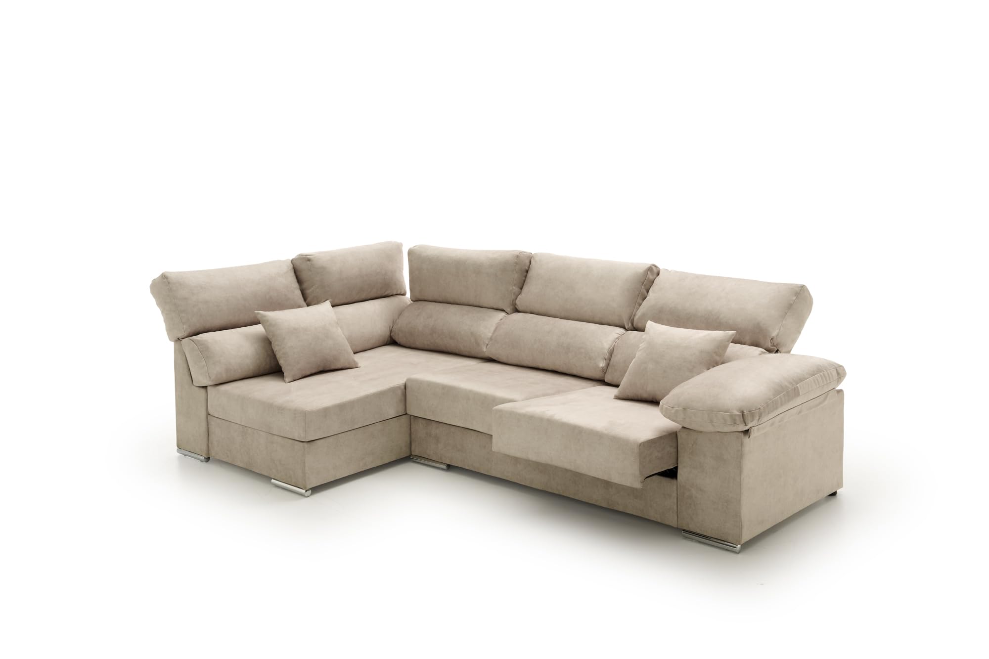 Sofa Chaise Longue - Rinconera Reclinable y Deslizante Cosima Alta Gama Beige Izquierda