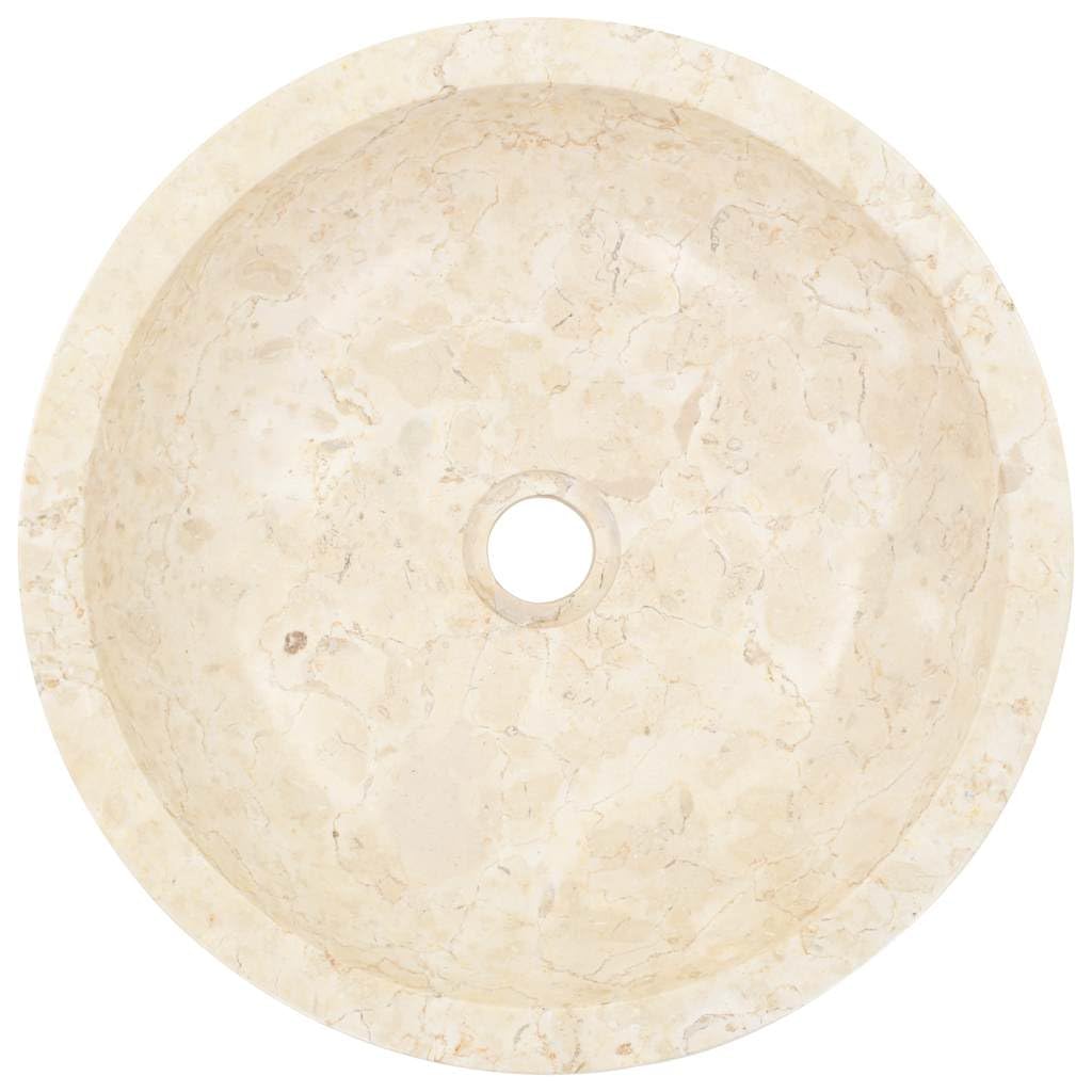 vidaXL Lavabo Sanitario Cuarto de Baño Servicio Fregadero Piezas de Fontanería Bricolaje Instalación Decoración Aseos Grifería 40x12 cm Mármol Crema Piedra Natural