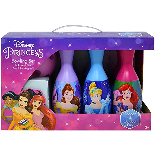 Disney Princess Bowling Set for Toddlers, Kids - 3 Pc Bundle with Princess Bowling Set Plus Stickers and More | Princess Playset