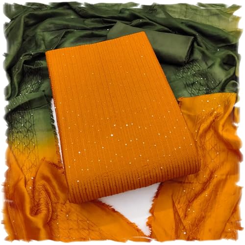Image of Pandadi Saree Women's Soft Chanderi Embroidery Work Unstitched Salwar Suit Dress Material