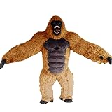 2.5m Giant Inflatable King Kong Costume Adult Gorilla Blow Up Mascot Suit for Halloween (Brown)