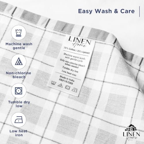 Image of Linen Home 100% Cotton Printed Percale Sheets Cal King Size Polka Charcoal