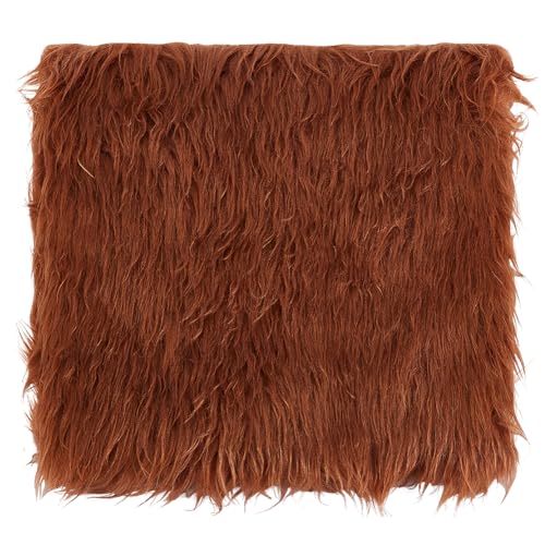 BENECREAT Brown Faux Fur Fabric, 40x40cm Soft Plush Shaggy Squares Pre-Cut Craft Fur Fabric for Costumes Rugs, Pillows