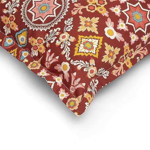Image of Wakefit 100% Cotton Pillow Cover Set of 4 | 144 TC Soft & Breathable Pillow Cases | Standard Size 18 x 27 Inch | Skin Friendly, Durable Stitching & Gentle Machine Washable | Aloha Hibiscus