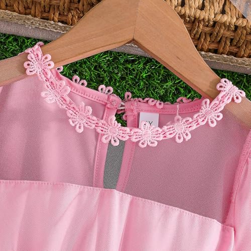 Lmdudan 4-8 Y Girl Dress Puffy Short Sleeve O Neck Girls Pageant Dresses Wedding Gowns Dress with Short Sleeve Girls3