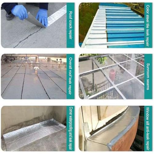 Samoprzylepna taśma bitumiczna – wodoodporna taśma naprawcza z folii aluminiowej do pęknięć i izolacji dachu, 20 cm x 1 m, idealna do metalowych markiz kempingowych i uszczelniania okien