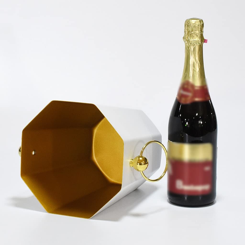 Cubo de hielo aislado de acero inoxidable portátil para champán, cerveza, vino, mantener más fresco, fiesta, octágono, gran capacidad, cubos de hielo de 5 litros para fiestas (B)