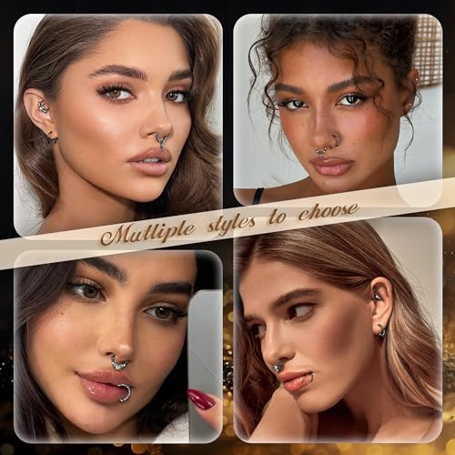 FASACCO 16G Septum Rings Septum Jewelry Septum Piercing Jewelry Cute Snake Butterfly Septum Ring Daith Earrings4