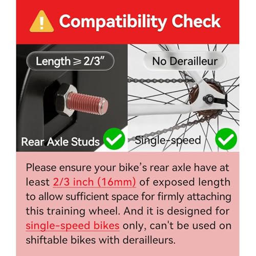 Image of Bike Training Wheels, Pair of Heavy Duty Rear with Stabilizers Mounted Kit for Kids Boy Girls Bikes of Single Speed Bicycle with 12 14 16 18 20 Inch