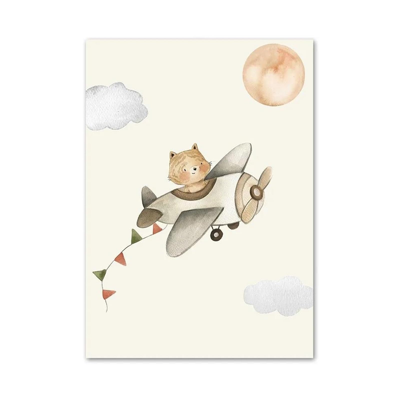 Xenite C Wall Art Anvas Prints Lion Giraffe Monkey Balloon Aircraft Ar Nursery Wall Art Anvas Painting Posters No Frame Prints Pictures Kids Room Decor(,50X70cm)