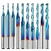 Produktbild Genmitsu 10 Stück 2-flöte Nano Blue Coat Kugelnase Spiralfräser, 1/8 Zoll Schaft, 0,8 mm - 2,5 mm Schnittdurchmesser, CNC-Frässtifte für Holzbearbeitung, Acryl, MDF, PVC, ABS, BN10A
