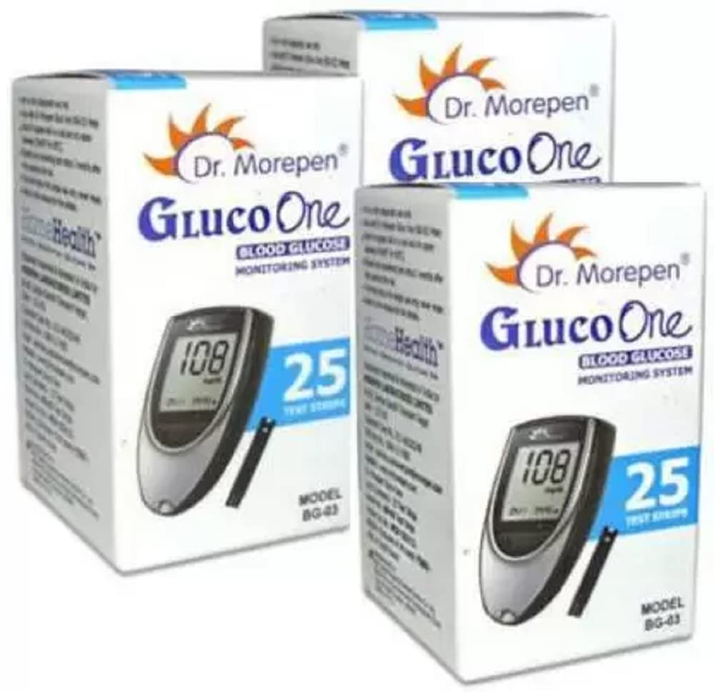 Morepen Dr Morepen GLUCO ONE BG 03 25 PACK OF 3 Glucometer (White)-image-29