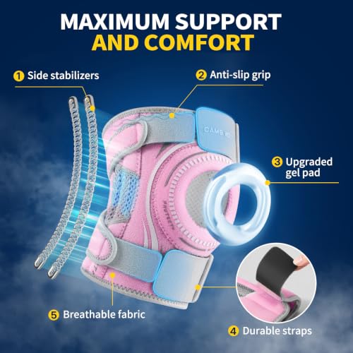 Image of CAMBIVO Knee Brace with Stabilizers, Gel Pad & Open Patella for Men & Women | Open Patella Stabilizer for Arthritis, Meniscus & ACL MCL Relief. Adjustable Compression for Running & Sports Recovery