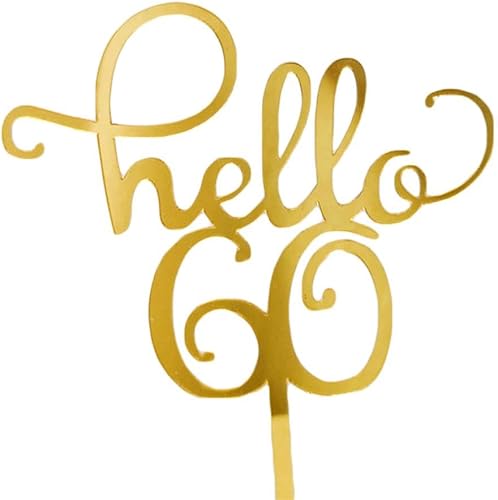 Miniatura 7 de 5 adornos acrílicos dorados para tartas con texto en inglés «Hello 21, 30, 40, 50, 60», decoración de fiesta de cumpleaños para suministros de