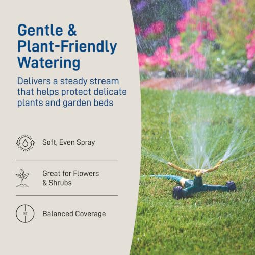 Image of Orbit 58257N Lawn and Garden 3-Arm Metal Sprinkler with Wheel Base